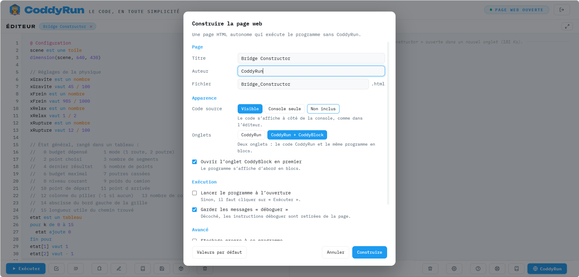 Nouveau dans CoddyRun v3.7