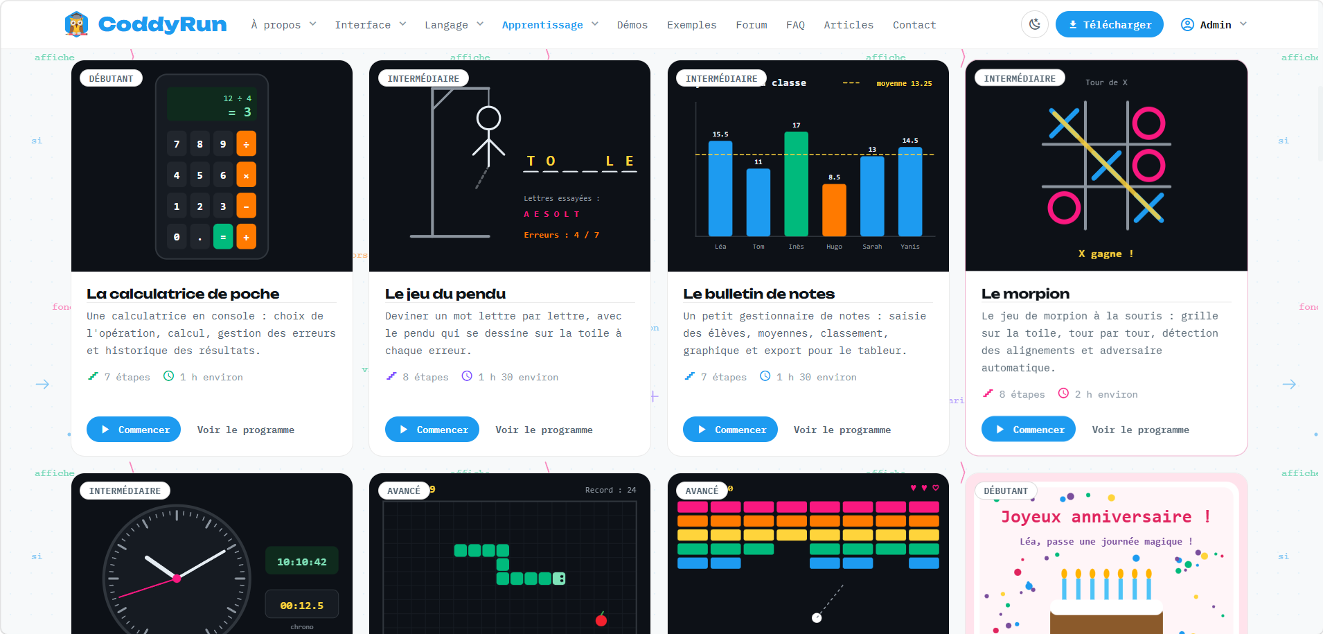 Les parcours CoddyRun : Apprendre en construisant