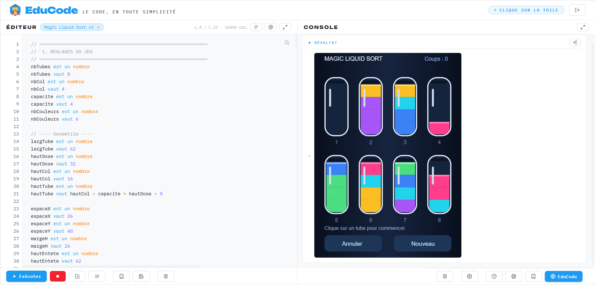 Magic Liquid Sort : concevoir un jeu de logique fluide avec animations, UX et algorithmes avancés