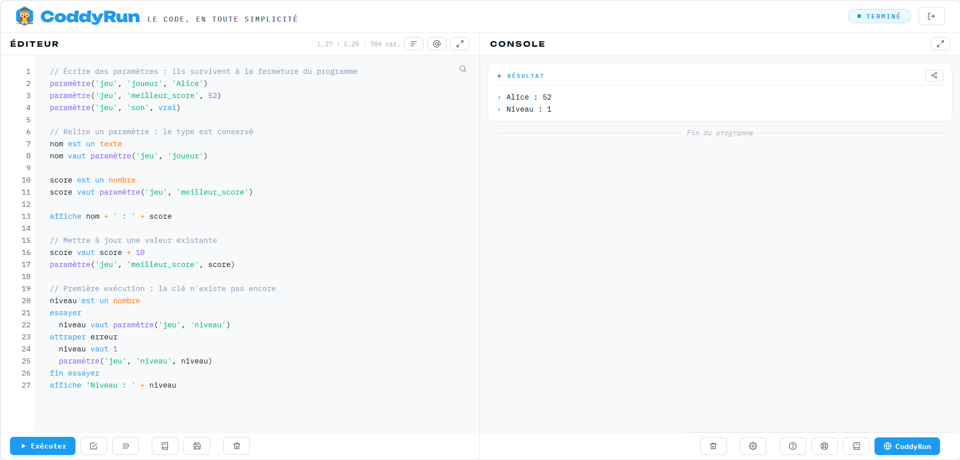 Prochaine mise à jour de CoddyRun v3.4