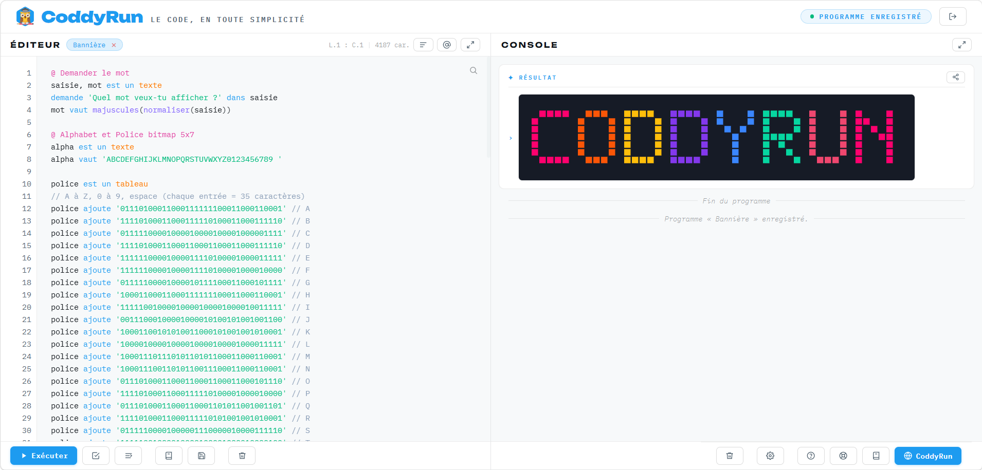Un programme qui transforme un mot en bannière pixel‑art