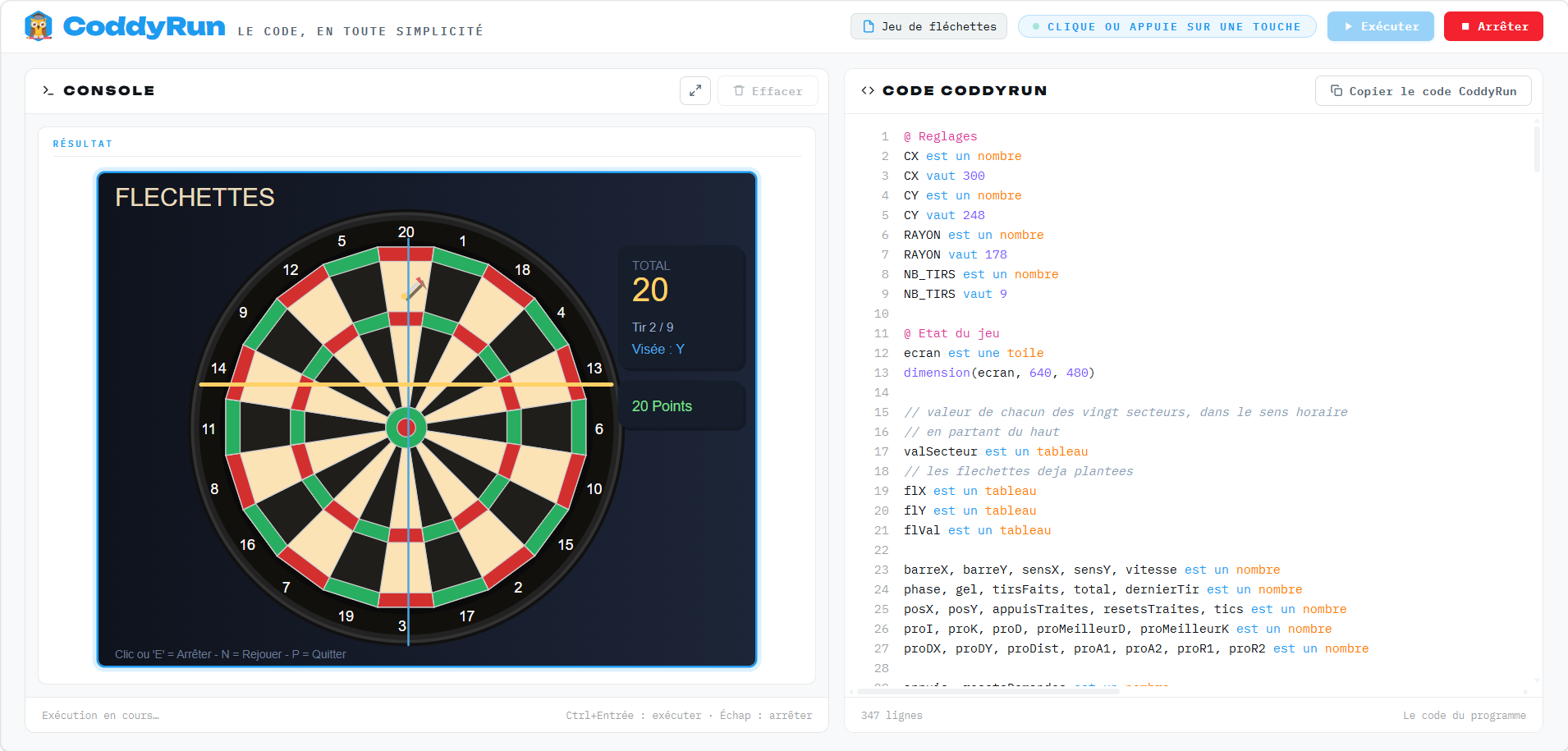 Jeu de fléchettes – vise, tire, marque !