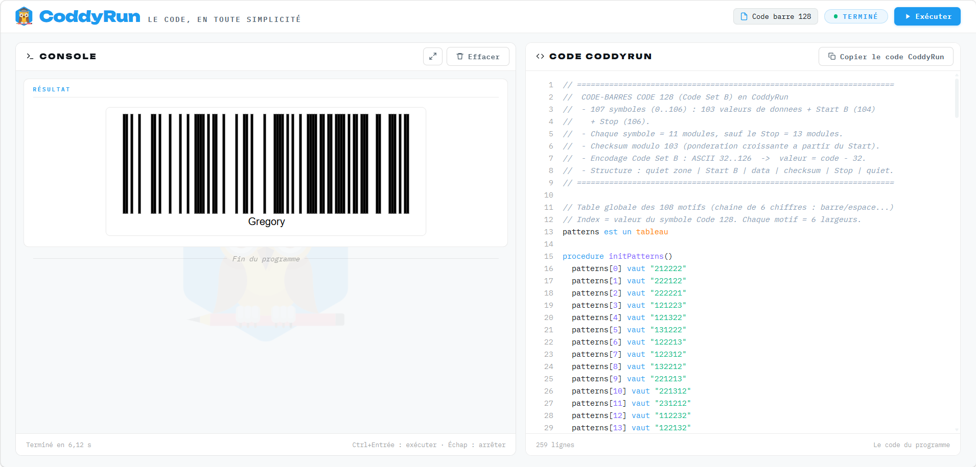 Générateur de Code‑128 (Code Set B)