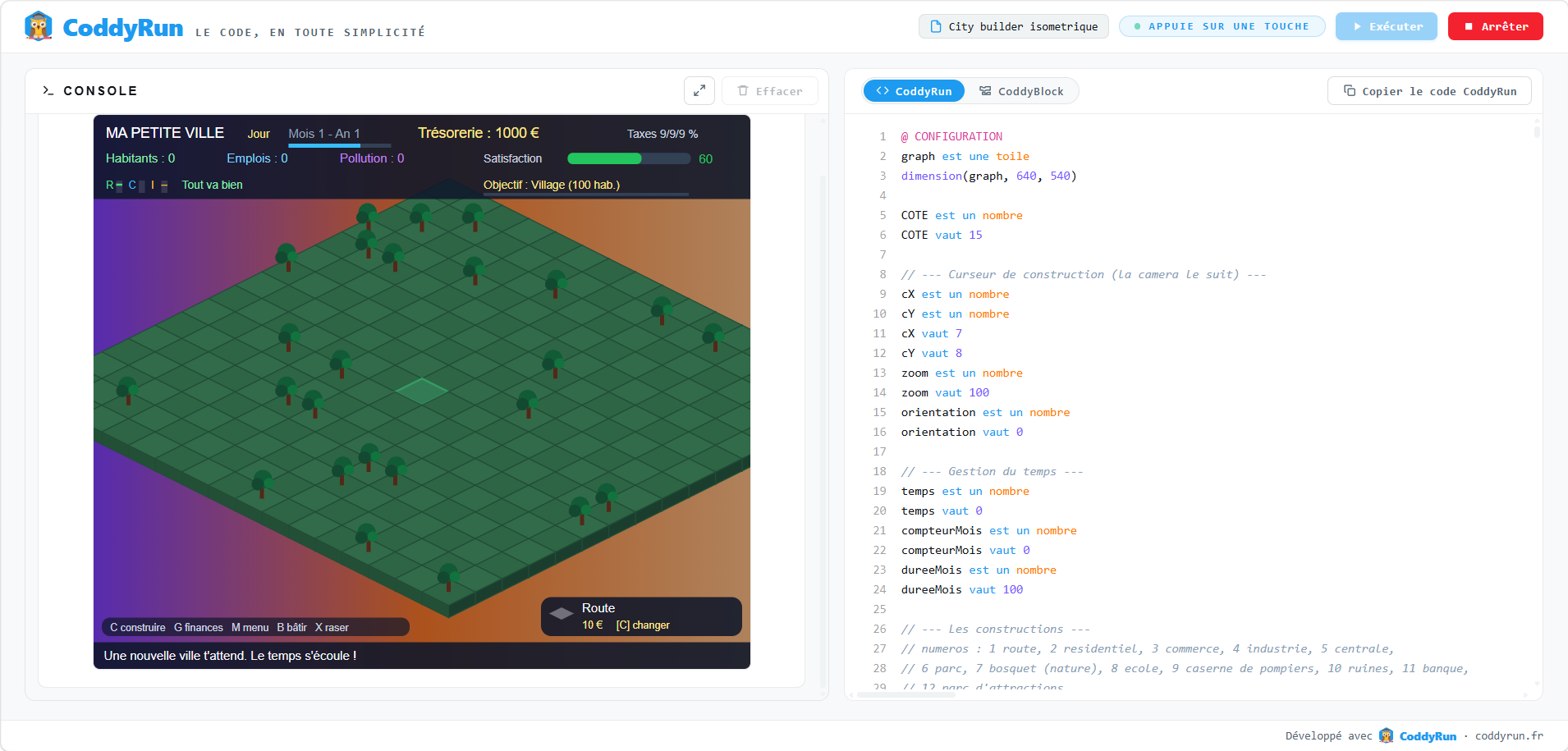 City builder en CoddyRun