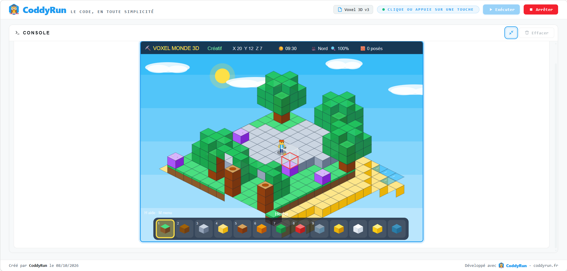 Un jeu de cubes en 3D isométrique.
